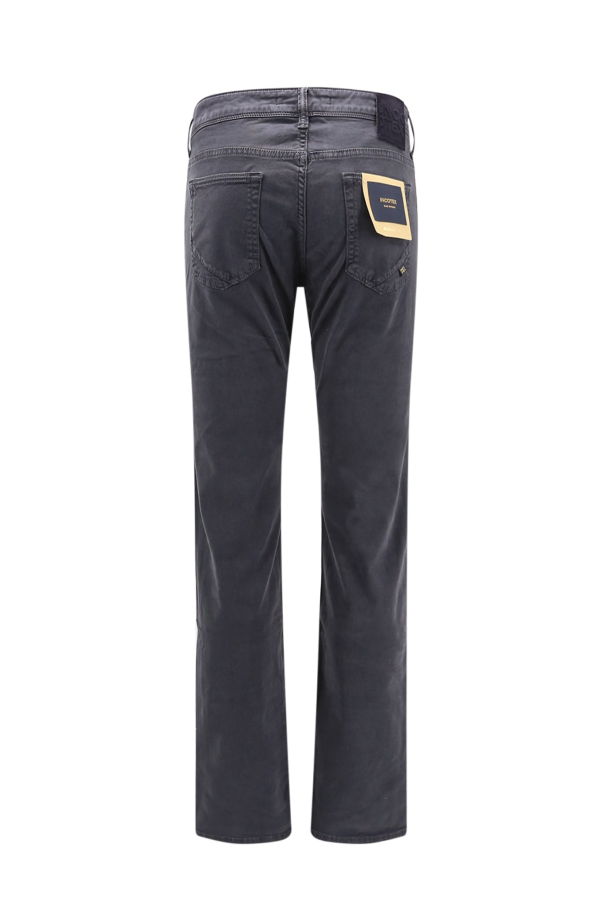 Incotex Stretch Cotton Trouser With Back Suede Logo Patch - Blue