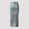 Jean Paul Gaultier Mesh Printed Water Long Skirt - Indigo Vintageblue - Thumbnail 4