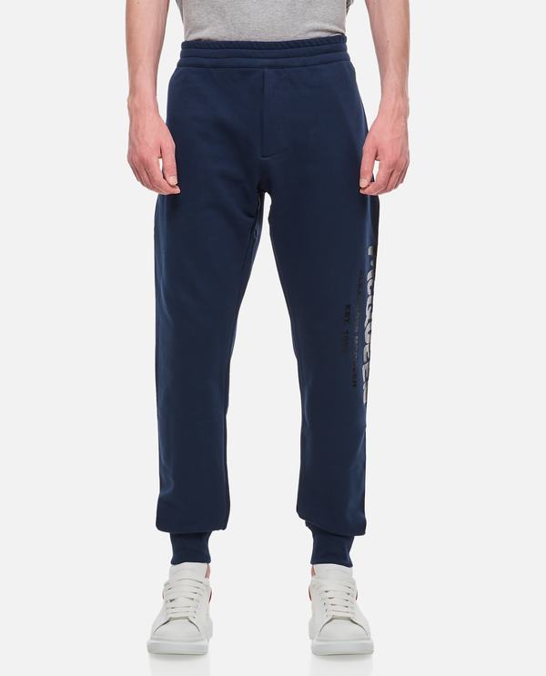 Alexander McQueen Cotton Graffiti Jogging Pants - Blue