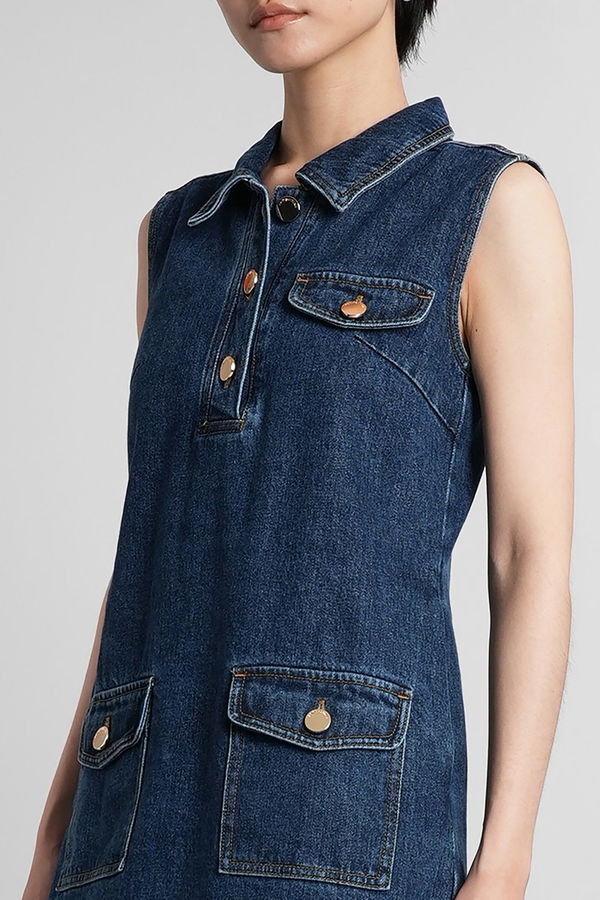 Self-Portrait In Blue Cotton Top - Blue