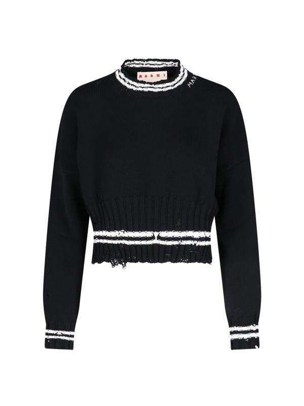 Marni Crop Crew Neck Sweater - Black
