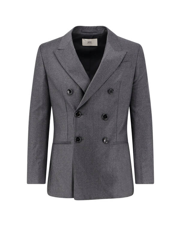 Ami Alexandre Mattiussi Double-breasted Virgin Wool Blazer - Gray