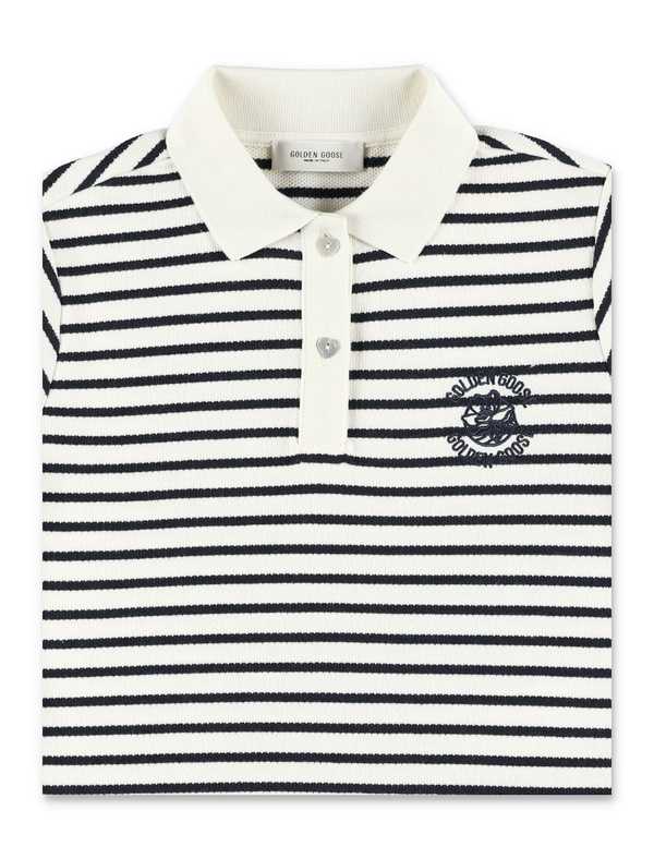 KIDS Golden Goose Polo Striped Dress - Artic Wolf/Dark Navy