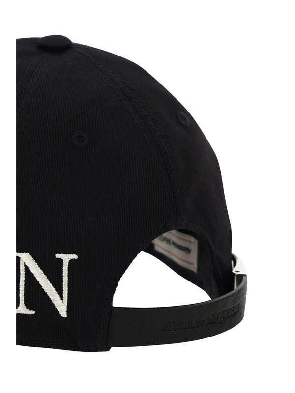 Alexander McQueen Gabardine Baseball Cap - Black/Ivory