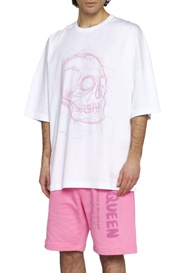 Alexander McQueen Bermuda Shorts With Graffiti Logo Print - Sugar Pink Mix