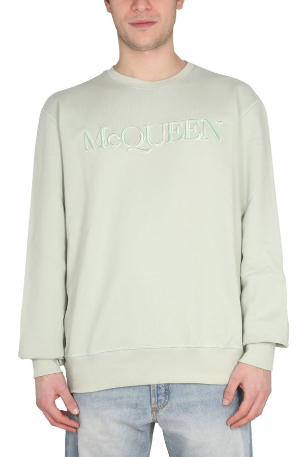 Alexander McQueen Sweatshirt With Logo Embroidery - Green