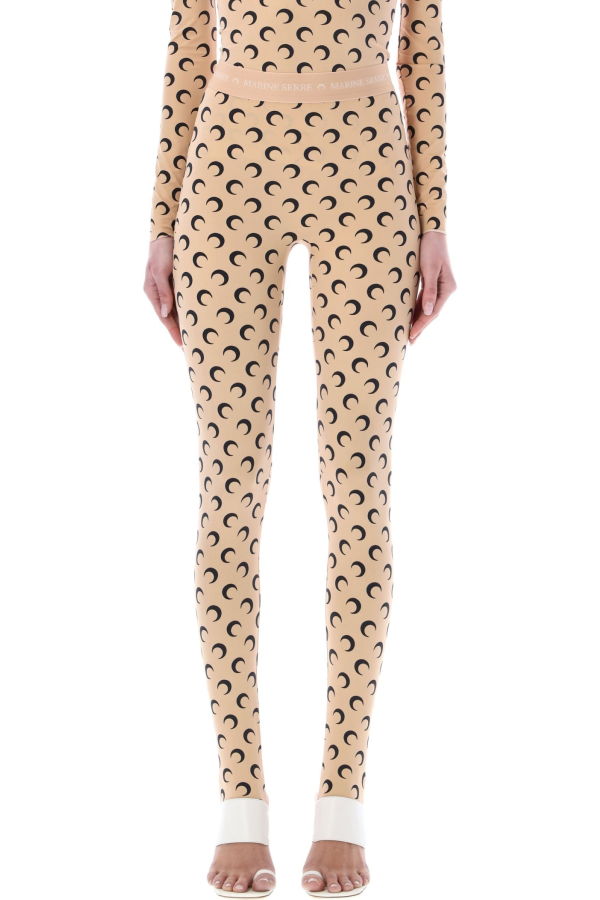 MARINE SERRE Allover Moon Leggings - Tan Black