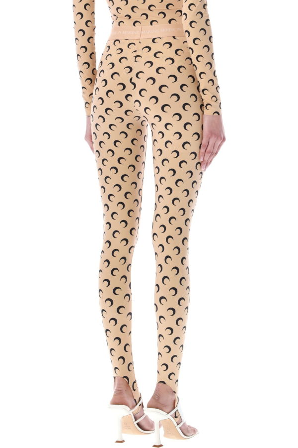 MARINE SERRE Allover Moon Leggings - Tan Black