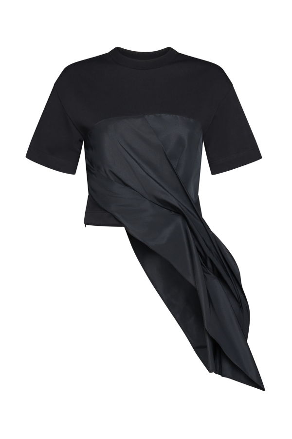 Alexander McQueen Asymmetric Round Neck Top - Black