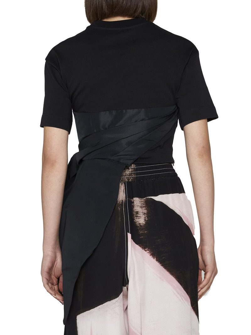 Alexander McQueen Asymmetric Round Neck Top - Black