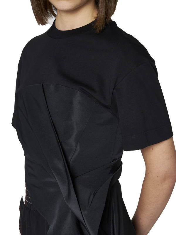 Alexander McQueen Asymmetric Round Neck Top - Black