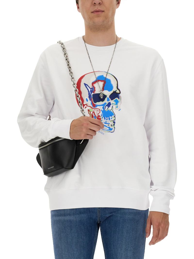 Alexander McQueen Skull Print Cotton Sweatshirt - White