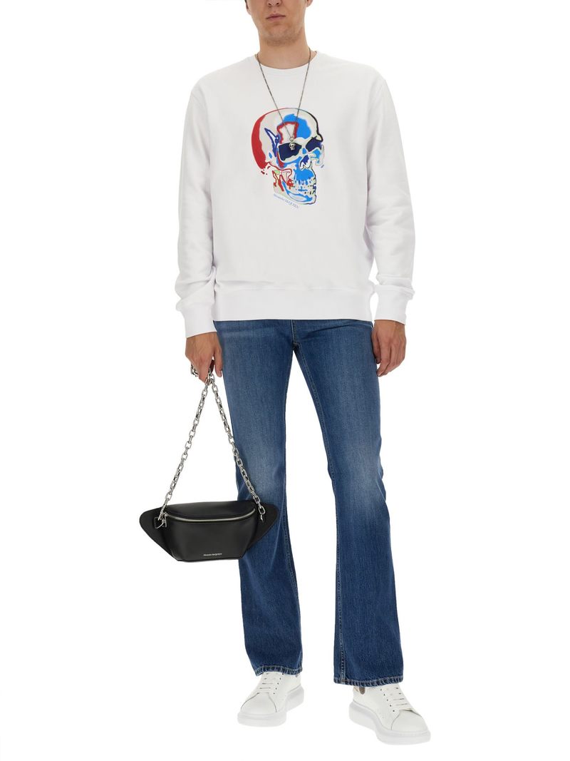 Alexander McQueen Skull Print Cotton Sweatshirt - White