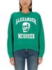 Alexander McQueen Varsity Skull Sweatshirt - Green - Thumbnail 1