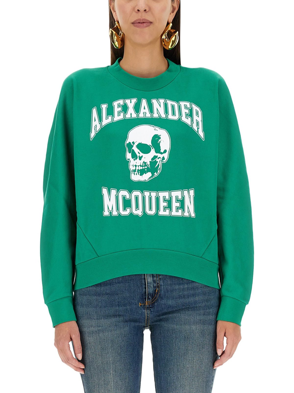 Alexander McQueen Varsity Skull Sweatshirt - Green - Image 1 of 4
