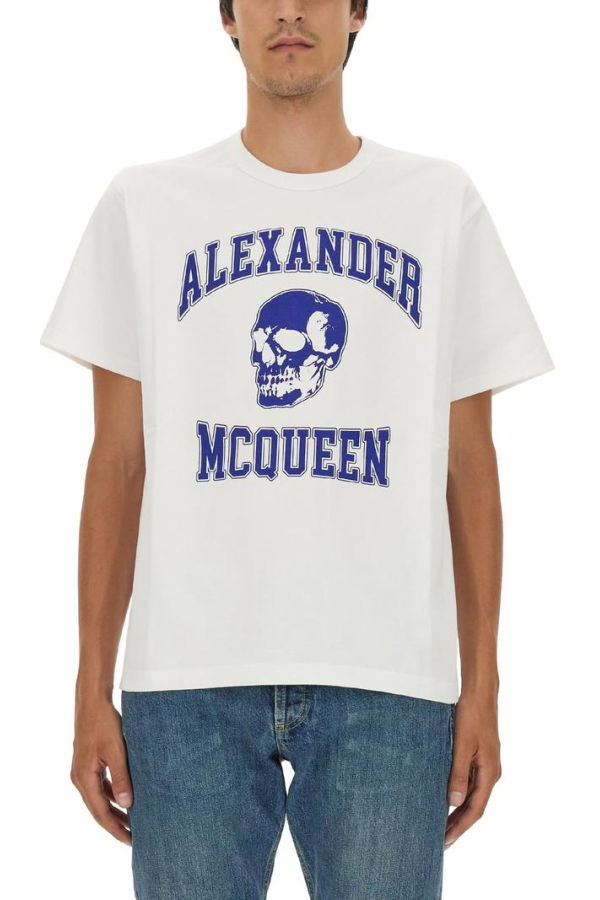 Alexander McQueen Logo Print Skull T-shirt - White