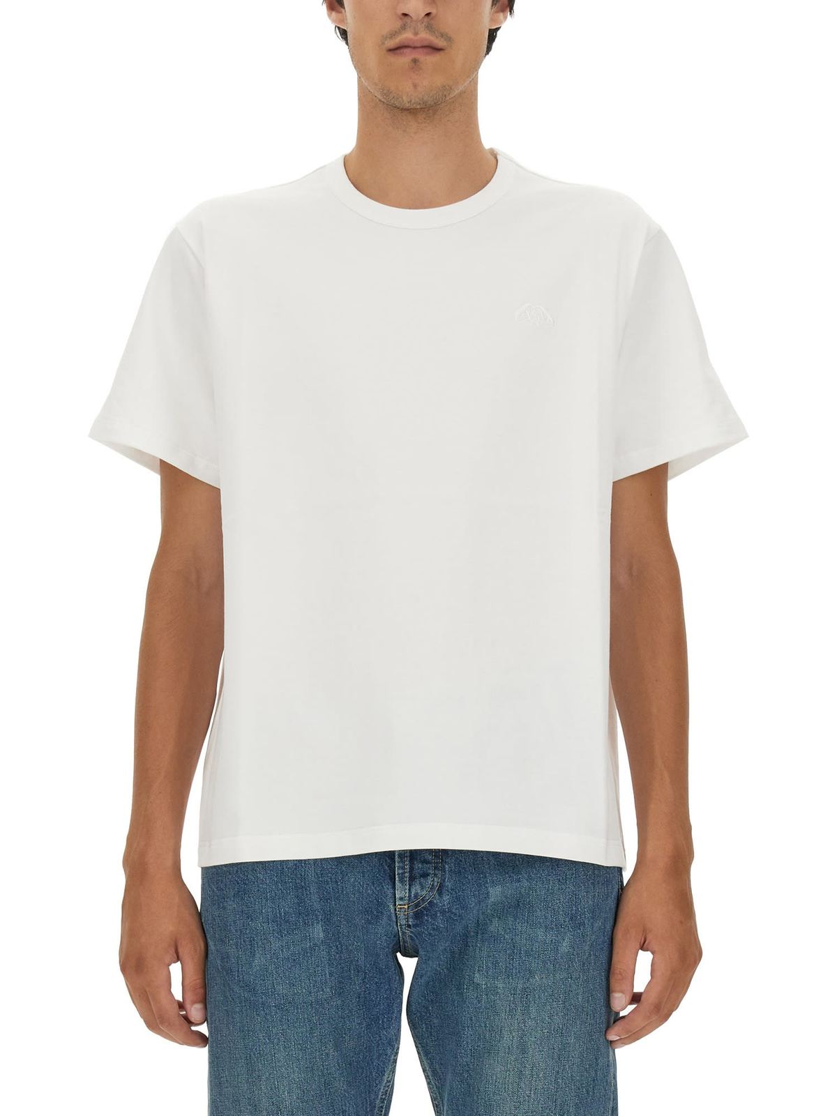 Alexander McQueen Embroidered Regular Plain T-shirt - Bianco - Image 1 of 4