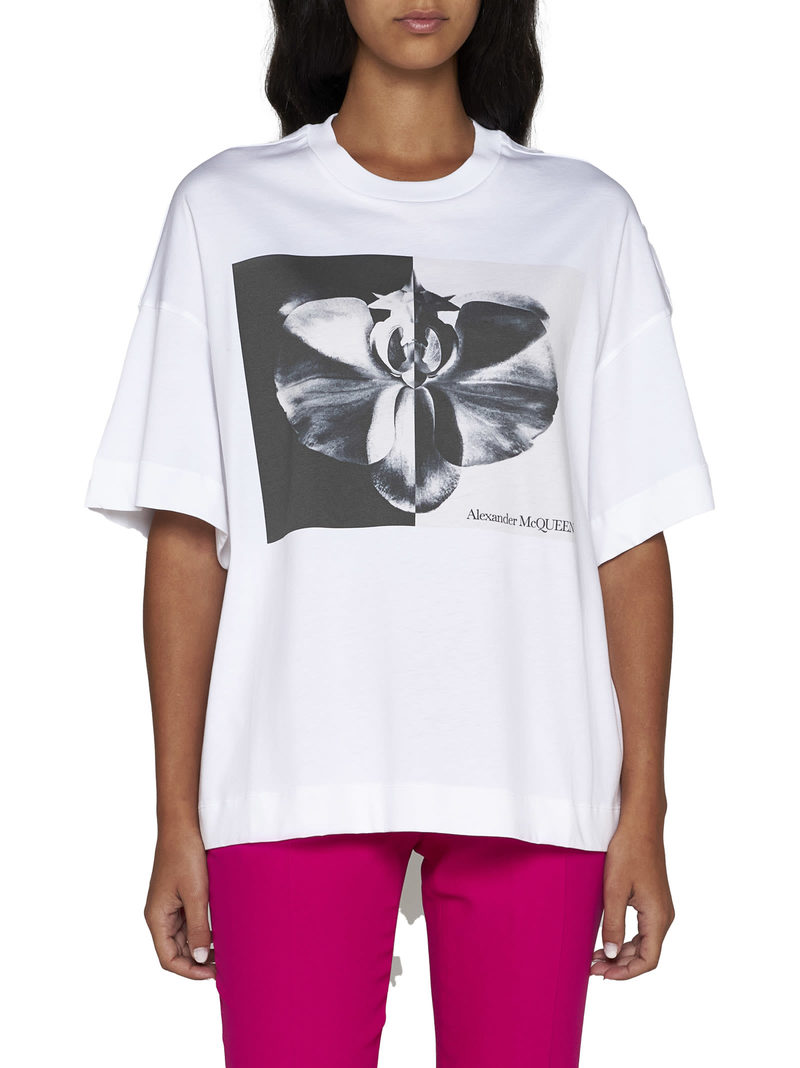 Alexander McQueen Photographic Orchid T-shirt - White