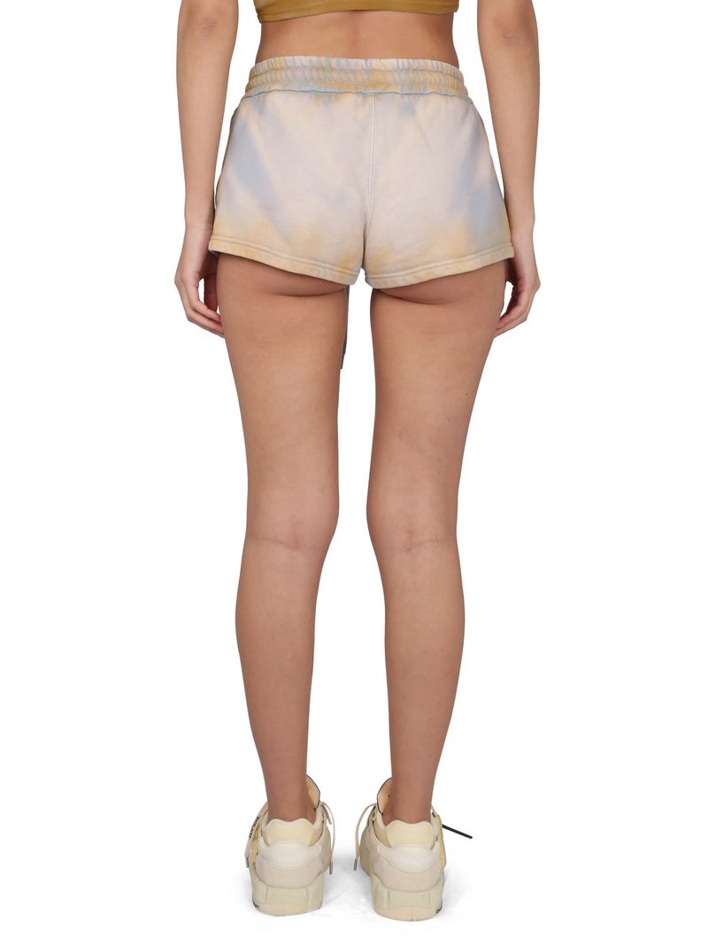 Off-White Drawstring High Waist Shorts - Beige