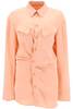 Off-White Satin Mini Shirt Dress - Salmon Pink - Thumbnail 1