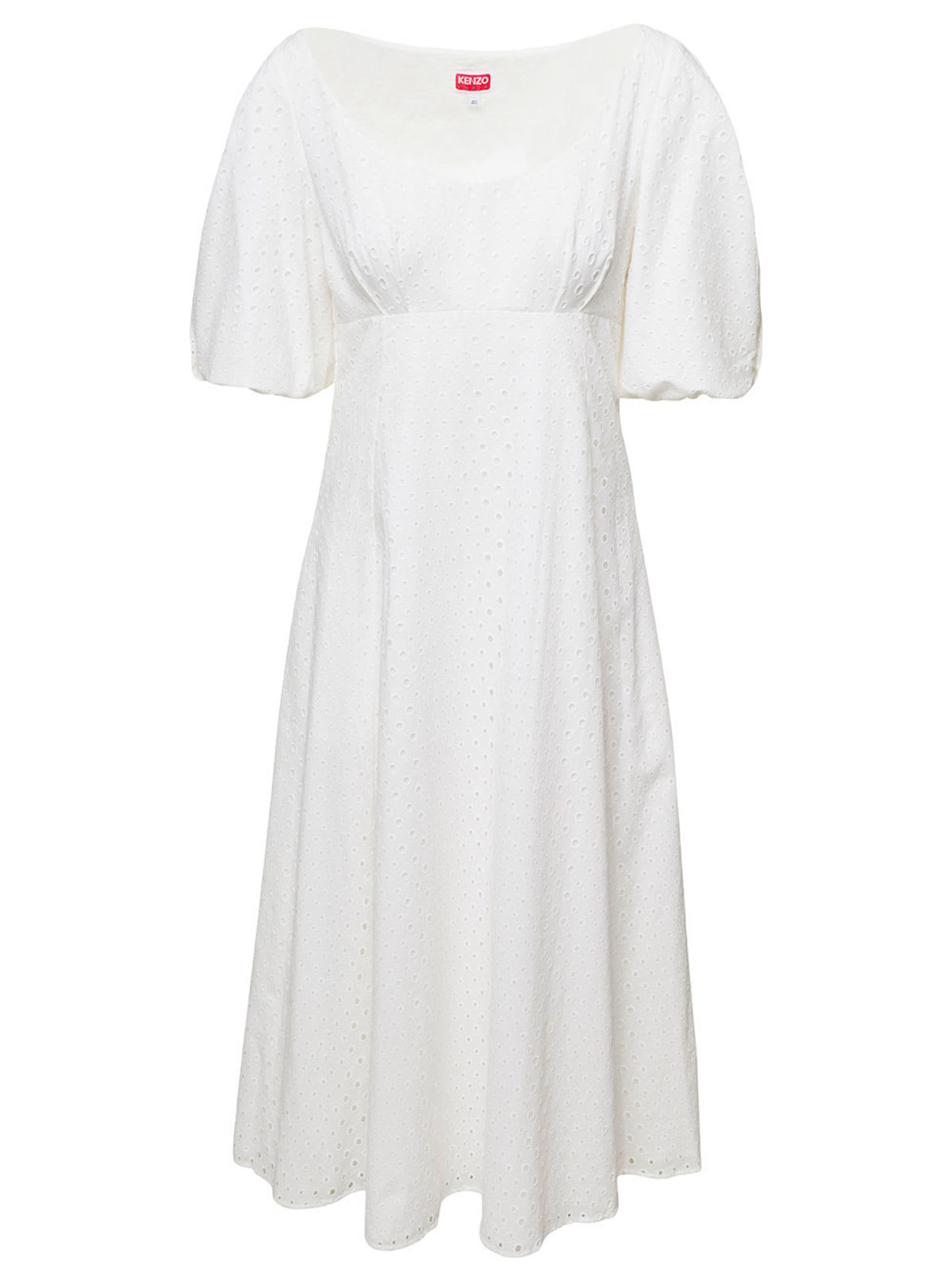 Kenzo Short-Sleeved Flared Midi Dress - White - Image 1 of 3