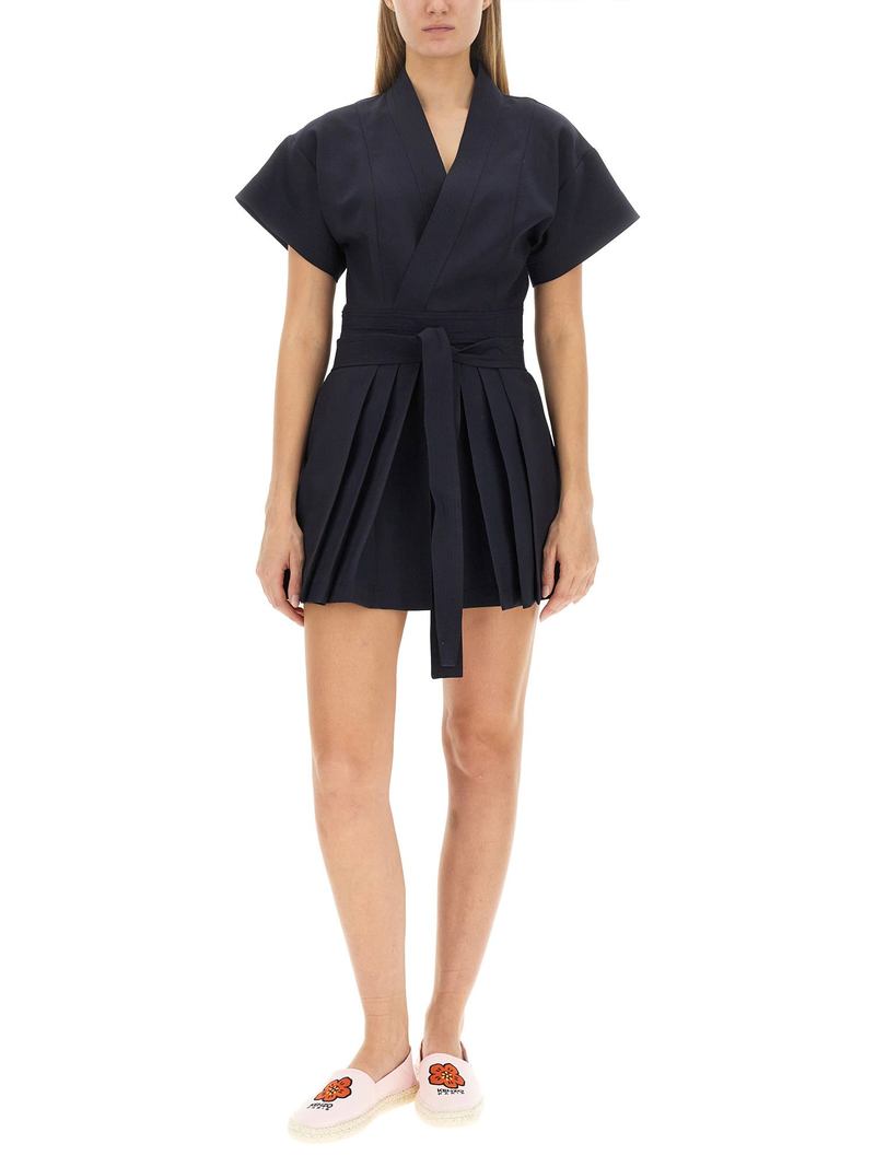 Kenzo Kimono Flared Cut Dress - Navy