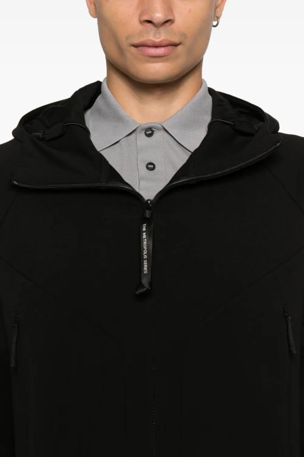 C.P. Company Hooded Open Sweatshirt - Black