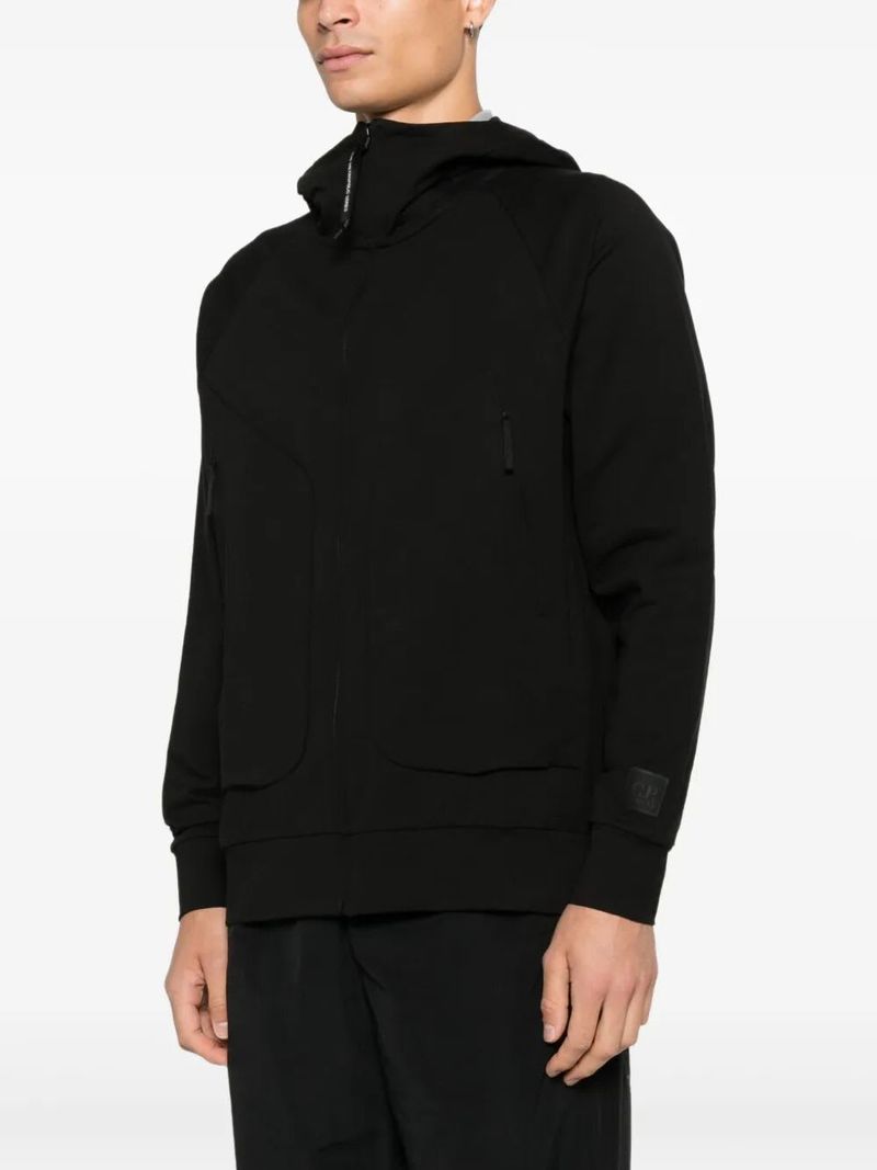 C.P. Company Hooded Open Sweatshirt - Black