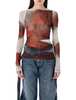Jean Paul Gaultier Roses Mesh Top - White Red - Thumbnail 1