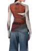 Jean Paul Gaultier Roses Mesh Top - White Red - Thumbnail 2