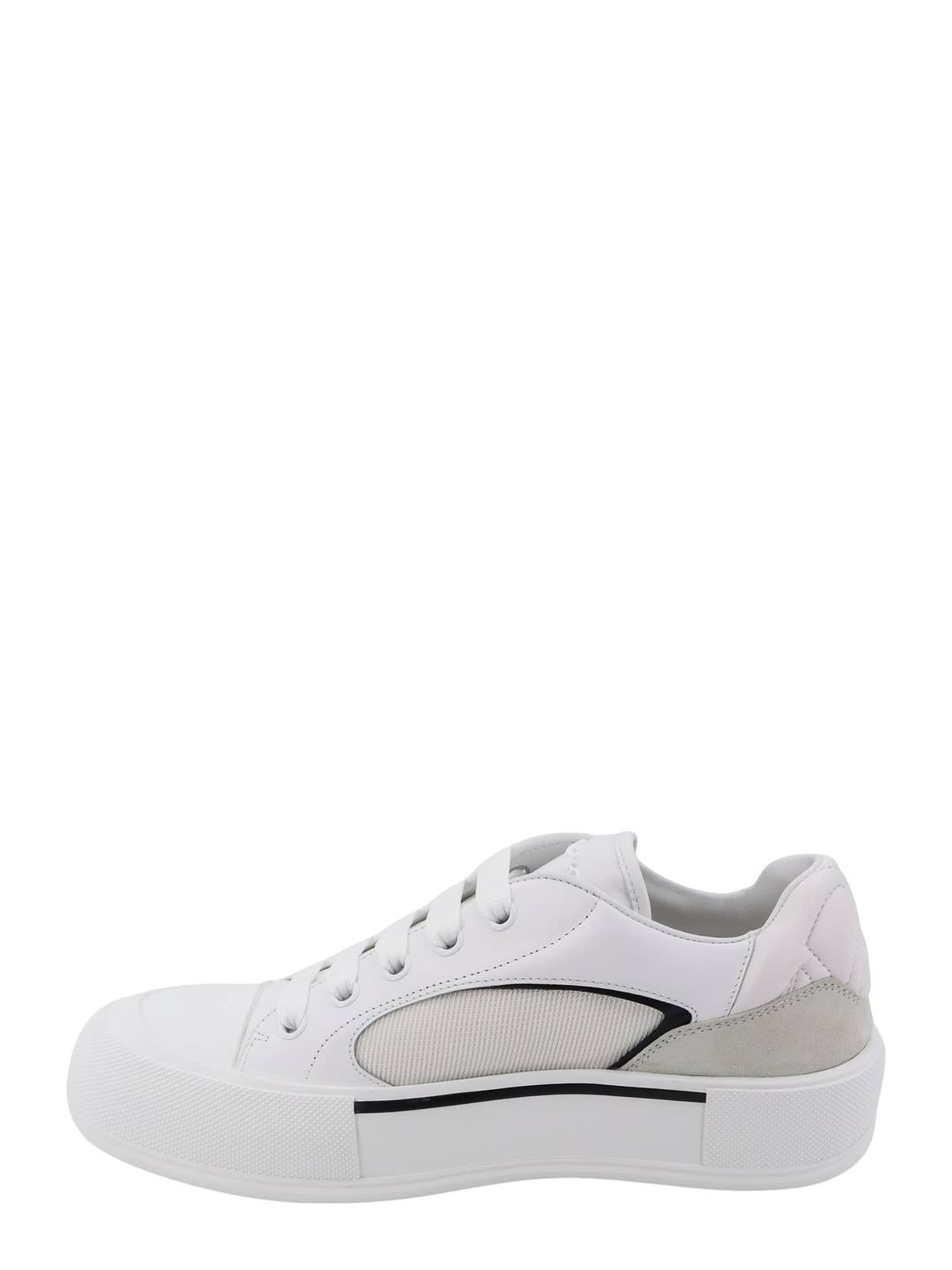 Alexander McQueen Canvas And Leather Plimsoll Sneakers - White - Image 2 of 3
