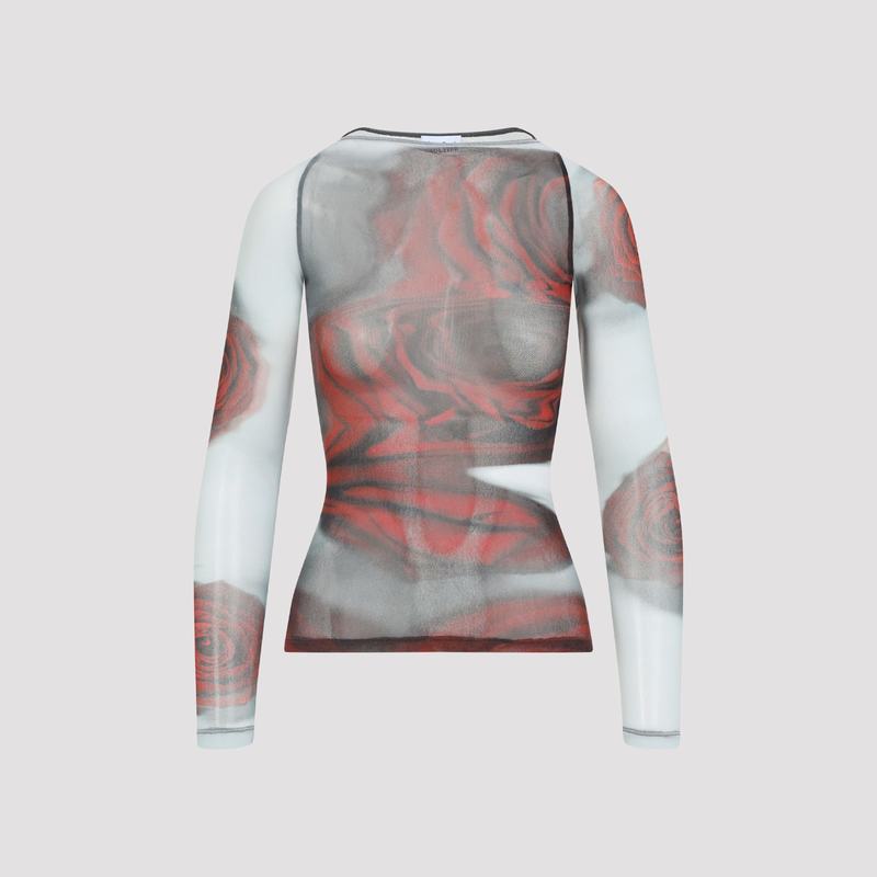 Jean Paul Gaultier Blurry Roses Top - White Grey Red