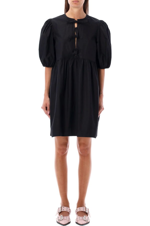 Ganni Tie String Mini Dress - Black