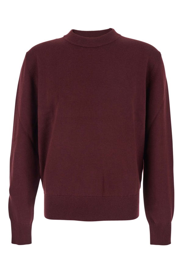 Sunflower Crew Neck Sweater With Dropped Shoulder In Wool Blend - Bordeaux