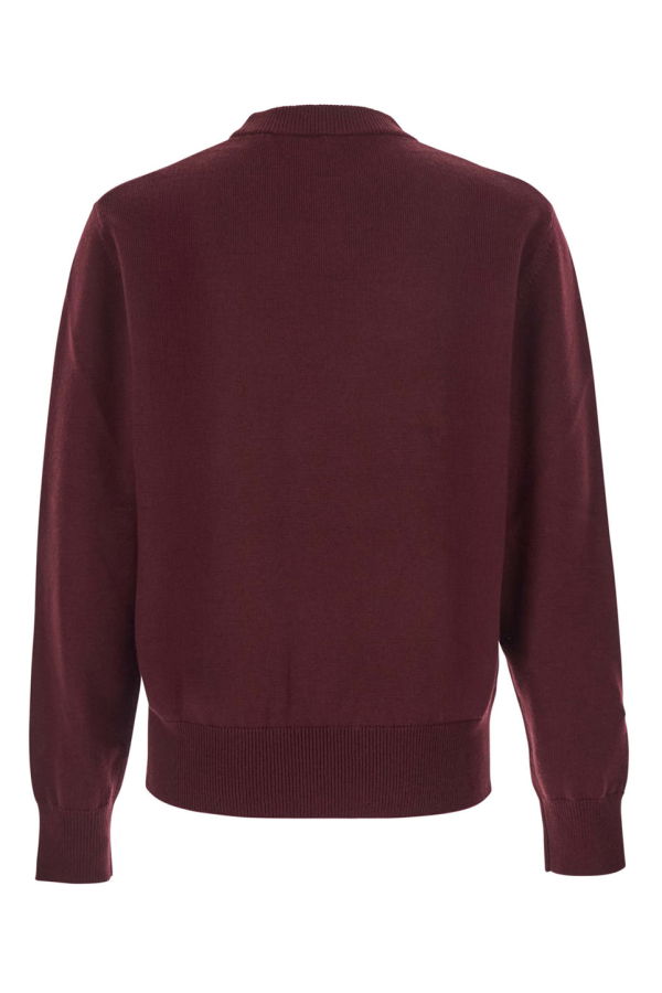 Sunflower Crew Neck Sweater With Dropped Shoulder In Wool Blend - Bordeaux