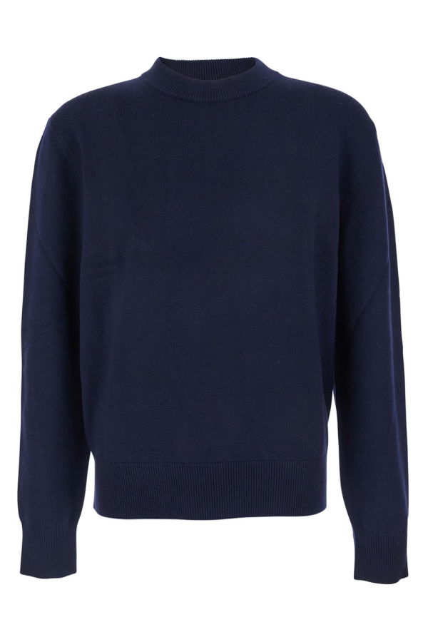 Sunflower Crew Neck Sweater With Dropped Shoulder In Wool Blend - Blue