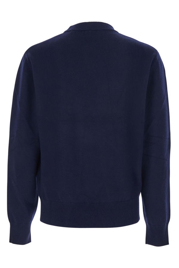 Sunflower Crew Neck Sweater With Dropped Shoulder In Wool Blend - Blue