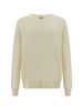 Off-White Sweater With Embossed Diagonal Motif Sweater - Cream - Thumbnail 1
