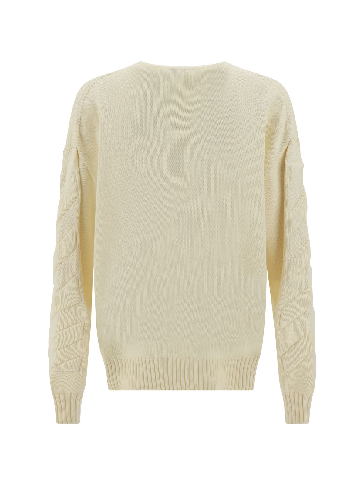 Off-White Sweater With Embossed Diagonal Motif Sweater - Cream - Image 2 of 3