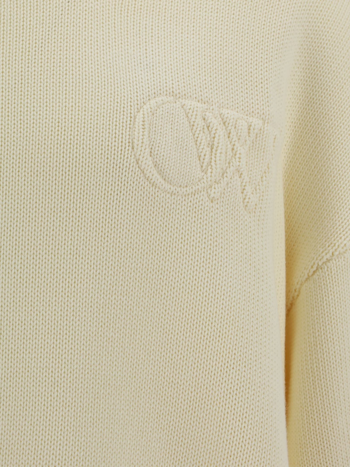 Off-White Sweater With Embossed Diagonal Motif Sweater - Cream - Image 3 of 3