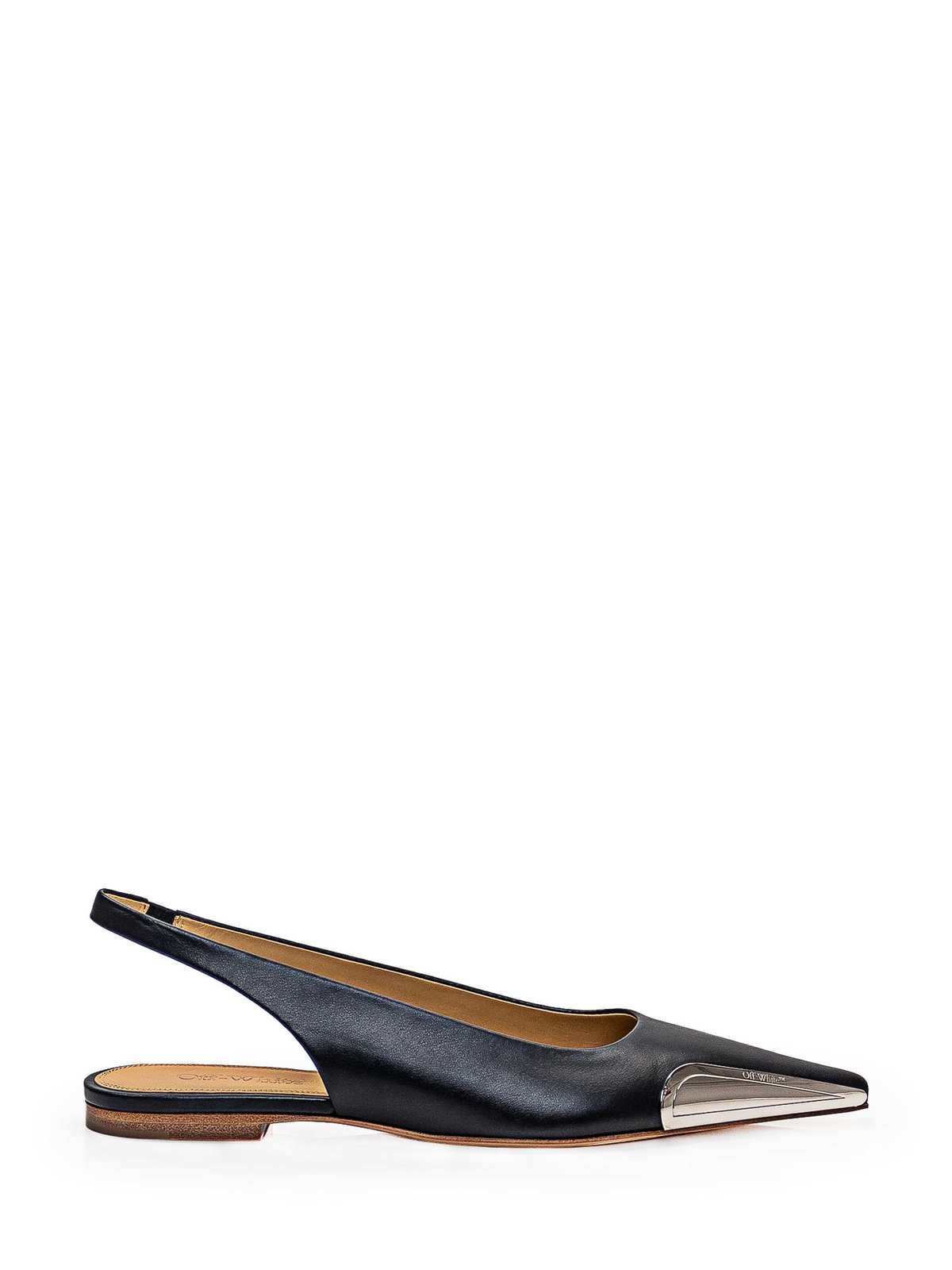 Off-White Allenframe Pointed Toe Slingback Ballerina Shoes - Black - Image 1 of 4