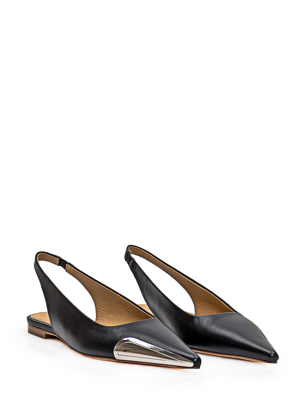 Off-White Allenframe Pointed Toe Slingback Ballerina Shoes - Black - Image 2 of 4
