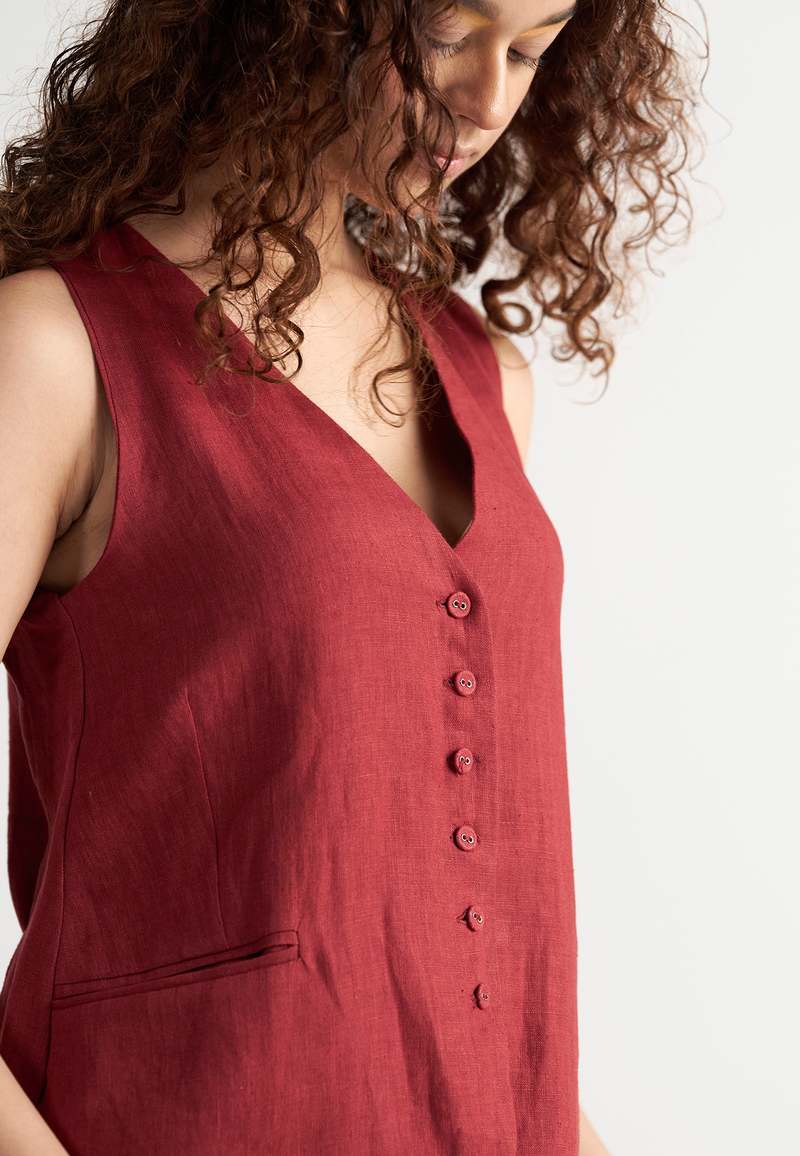 IKKIVI Afternoon Affair Co-ord Set - Crimson Red