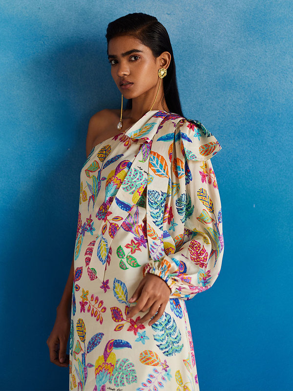 IKKIVI Amazon One Shoulder Dress - Off-White