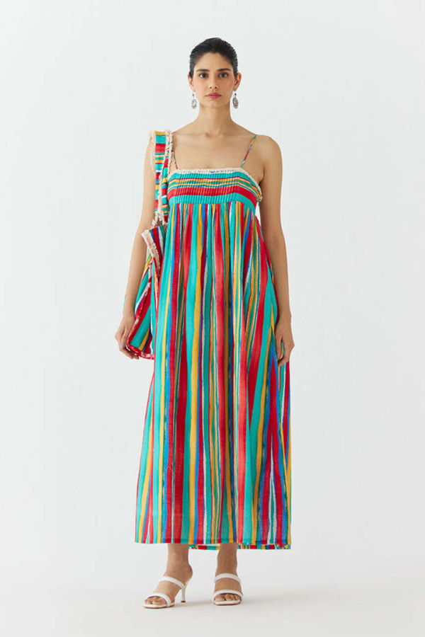 IKKIVI Birch Strappy Dress - Multi-Color
