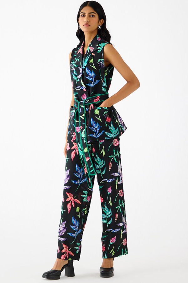 IKKIVI Black Botanica Blazer Set - Black