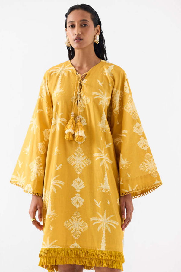 IKKIVI Cabana Bell Sleeves Dress - Yellow