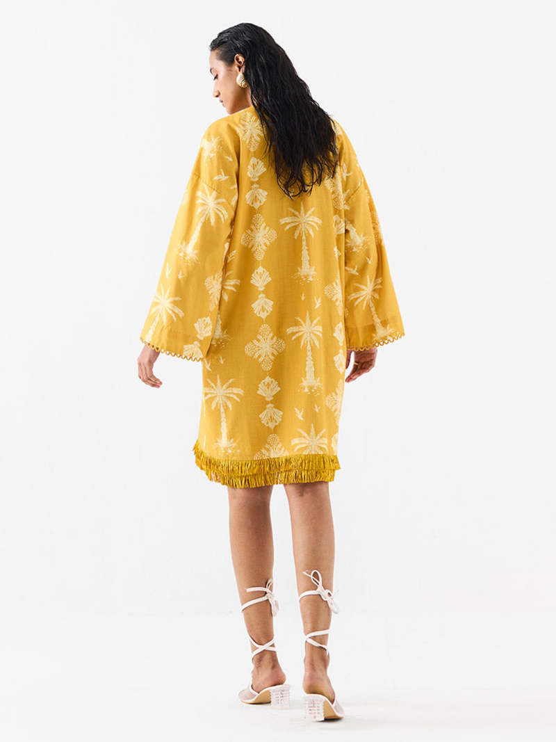IKKIVI Cabana Bell Sleeves Dress - Yellow
