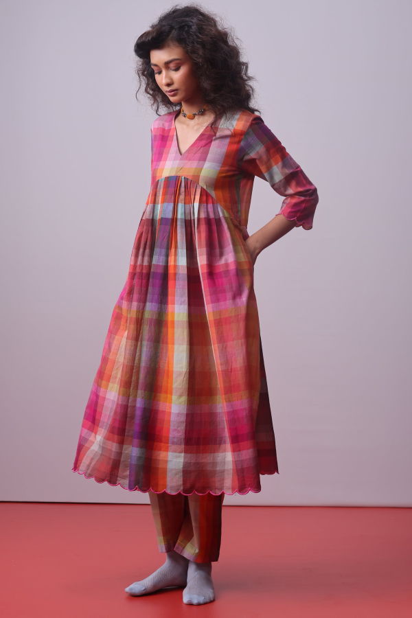 IKKIVI Candy Block Checks Co-ord Set - Multi-Color