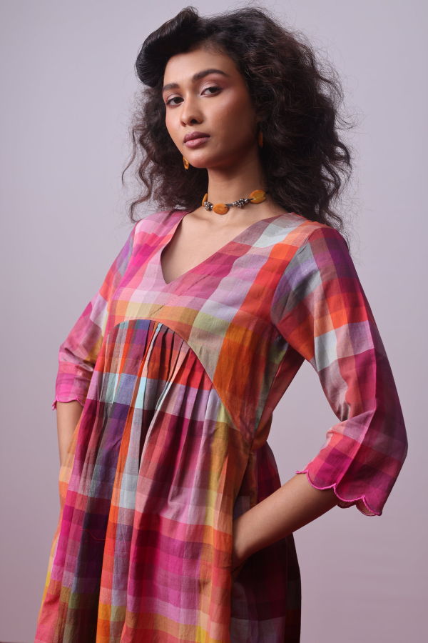 IKKIVI Candy Block Checks Co-ord Set - Multi-Color